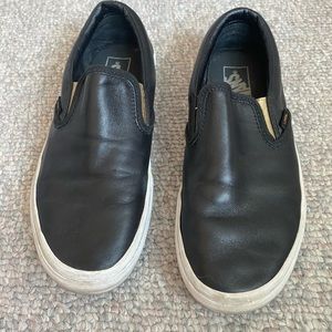 VANS - Black Leather Slip On